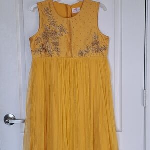 Elegant Yellow Embroidered Kids Indian Dress